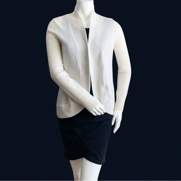 Two Bees Cashmere Stars Open Front Cardigan Sweater Ivory Off White Cozy Shawl S - Picture 5 of 8